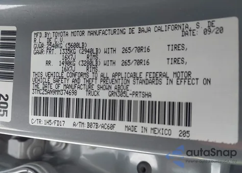 2021 Toyota Tacoma Trd Off-Road из США, поврежденный, VIN 3TMCZ5AN9MM374698